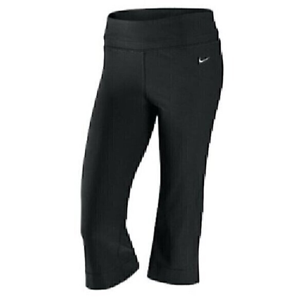 NIKE Fit Dry Dri-Fit Be Strong Athletic Capri Pants Solid Black Activewear Small